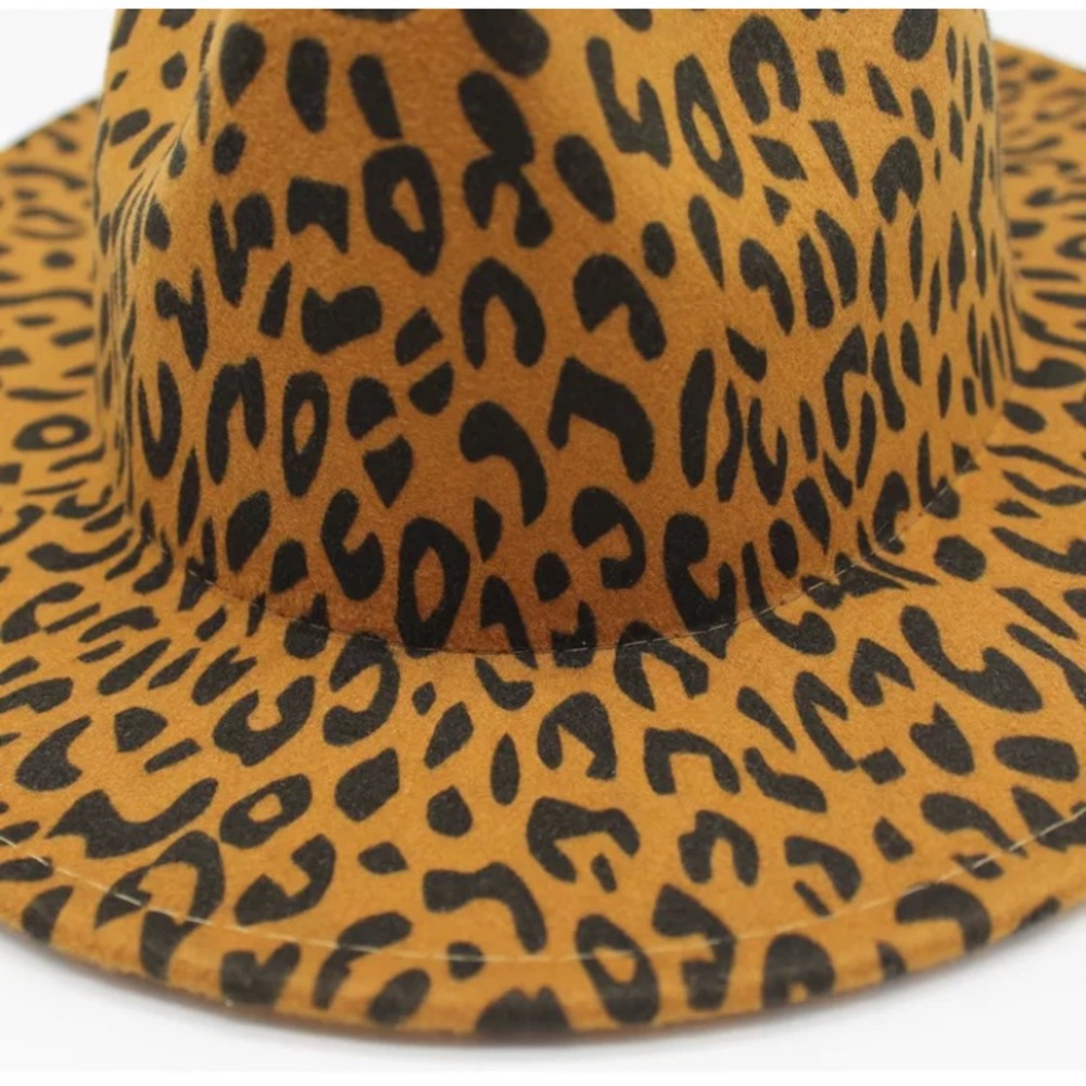 Leopard Animal Print Wool Felt Fedora Hat - Picture 3 of 5